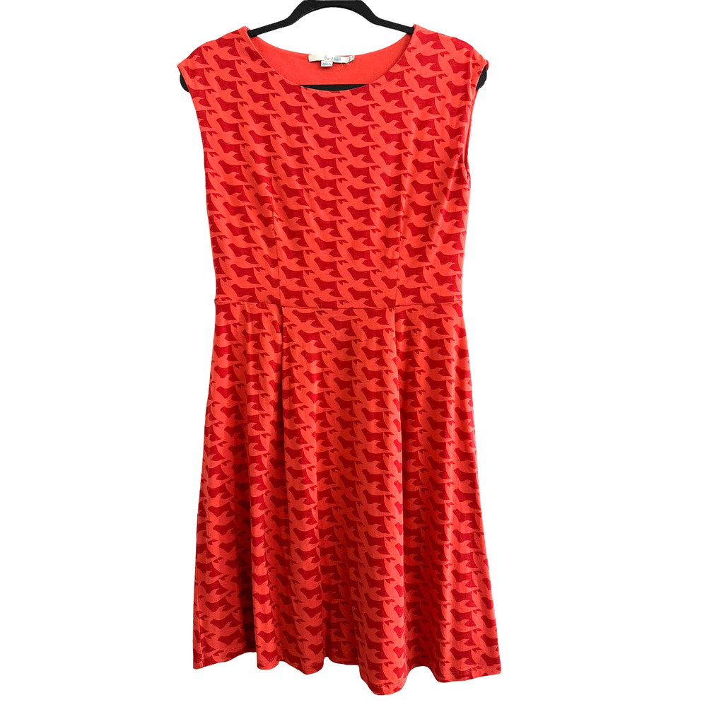 Boden Red Coral Houndstooth Dress - Picture 2 of 13